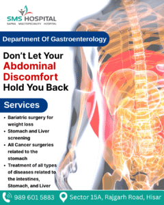 Don't let your abdominal discomfort hold you back- Department of gastroenterology, Services provided are: bariatric surgery for weight loss, stomach and liver screening,all cancer surgeries related to the stomach, treatment of all types of diseases related to the intestines, stomach, liver